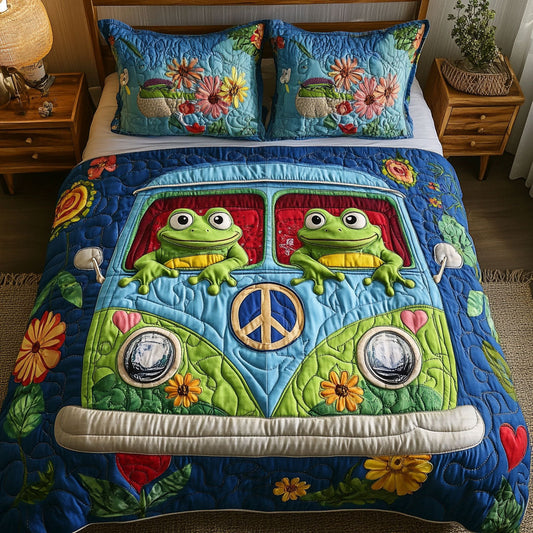 Groovy Green Gang 3-Piece Quilted Bedding Set NCU0NT6886