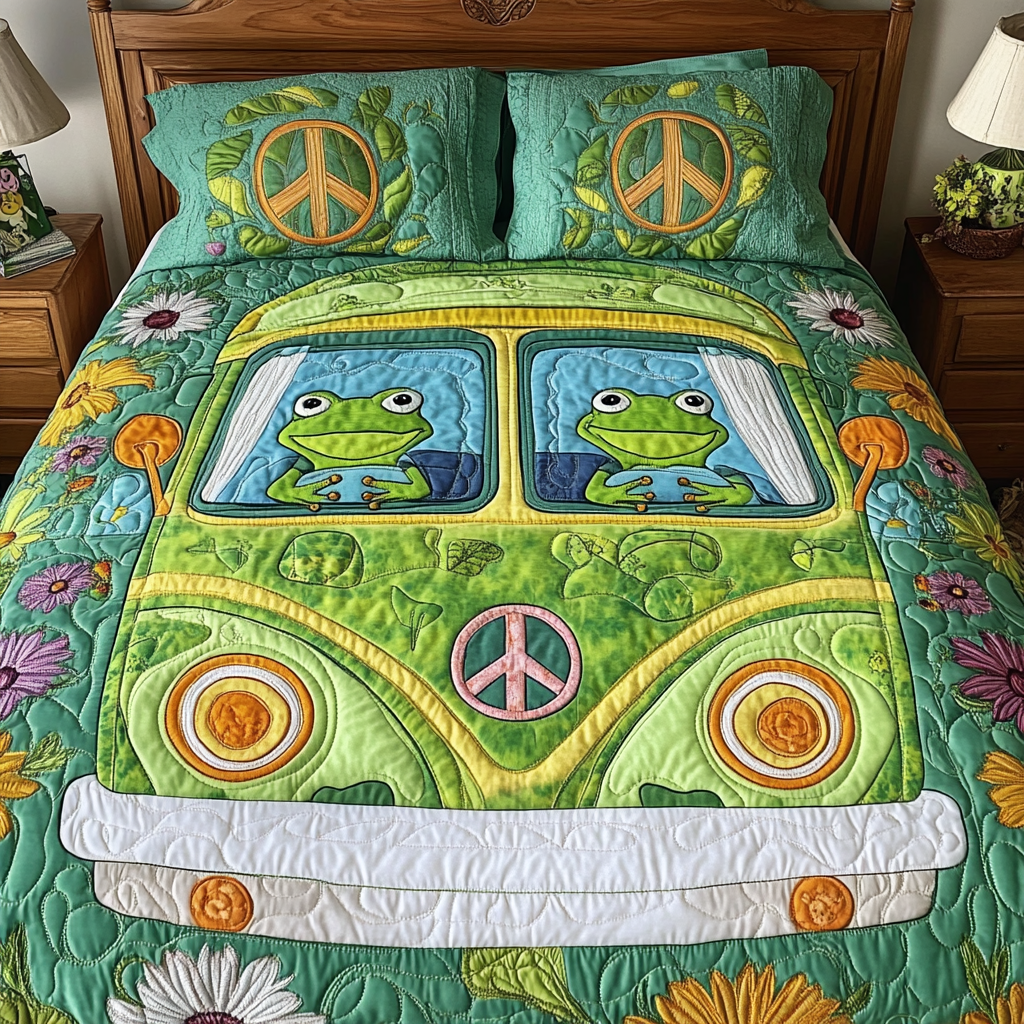 Groovy Leap 3-Piece Quilted Bedding Set NCU0VH4979