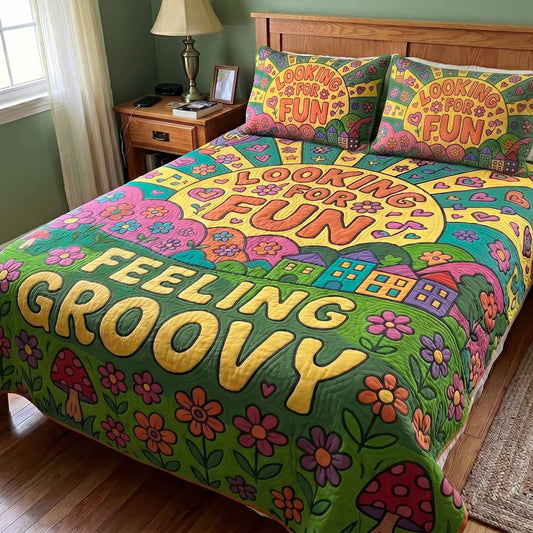 Groovy Life 3-Piece Quilted Bedding Set NCU0XD2768