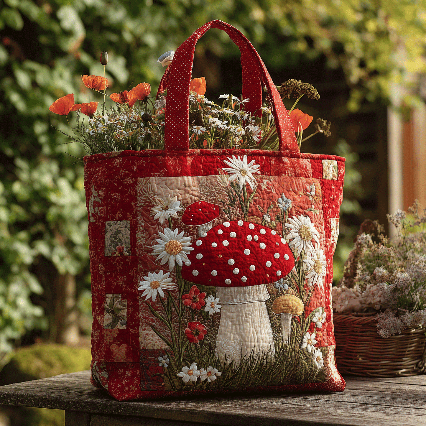 Groovy Mushroom Magic Quilted Tote Bag NCU0TH2892