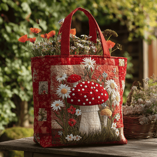 Groovy Mushroom Magic Quilted Tote Bag NCU0TH2892