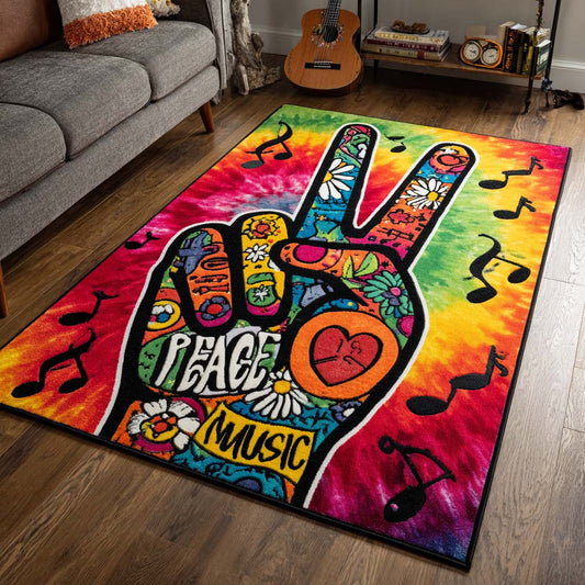 Groovy Peace Hand Area Rug NCU0XD858