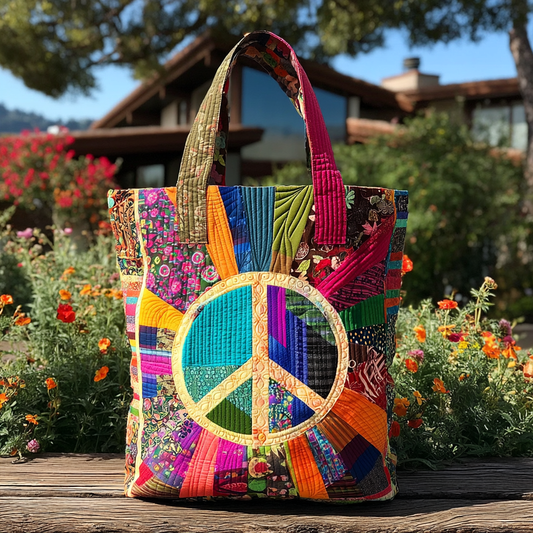 Groovy Peace Quilted Tote Bag NCU0PT8196