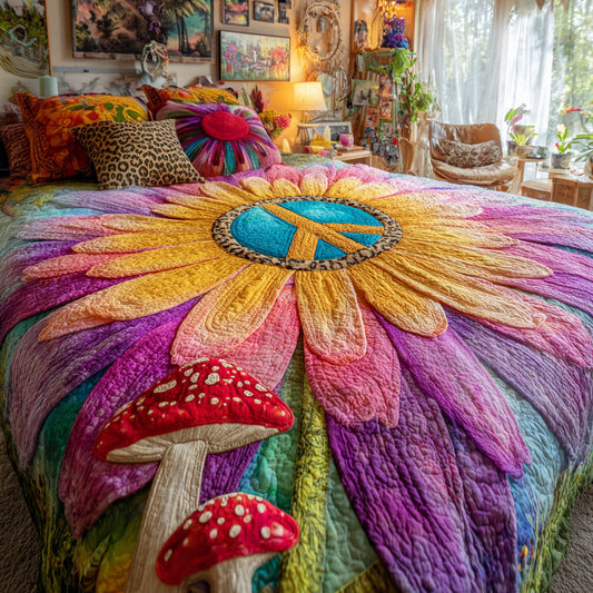 Groovy Petals 3-Piece Quilted Bedding Set NCU0VL3298