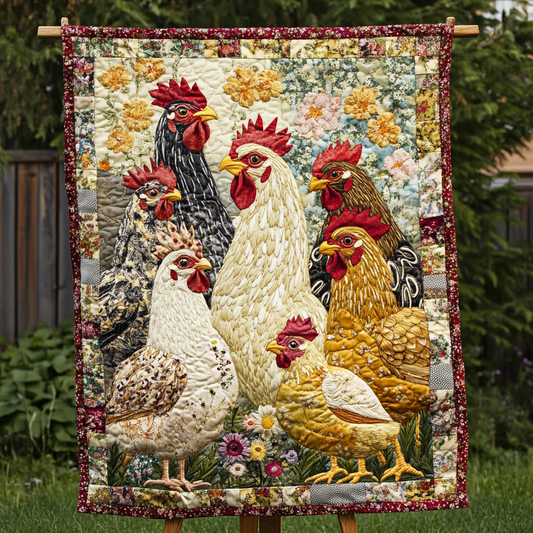 Groovy Roosters Quilted Blanket NCU0VH5551