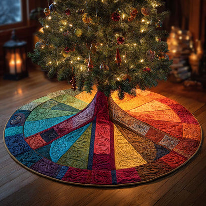 Groovy Sunburst Christmas Quilted Tree Skirt NCU0XD1338