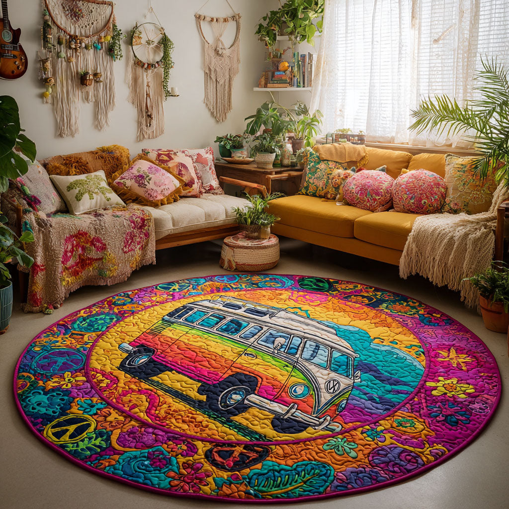 Groovy Van Ride Quilted Round Mat NCU0TV187