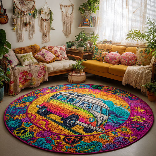 Groovy Van Ride Quilted Round Mat NCU0TV187