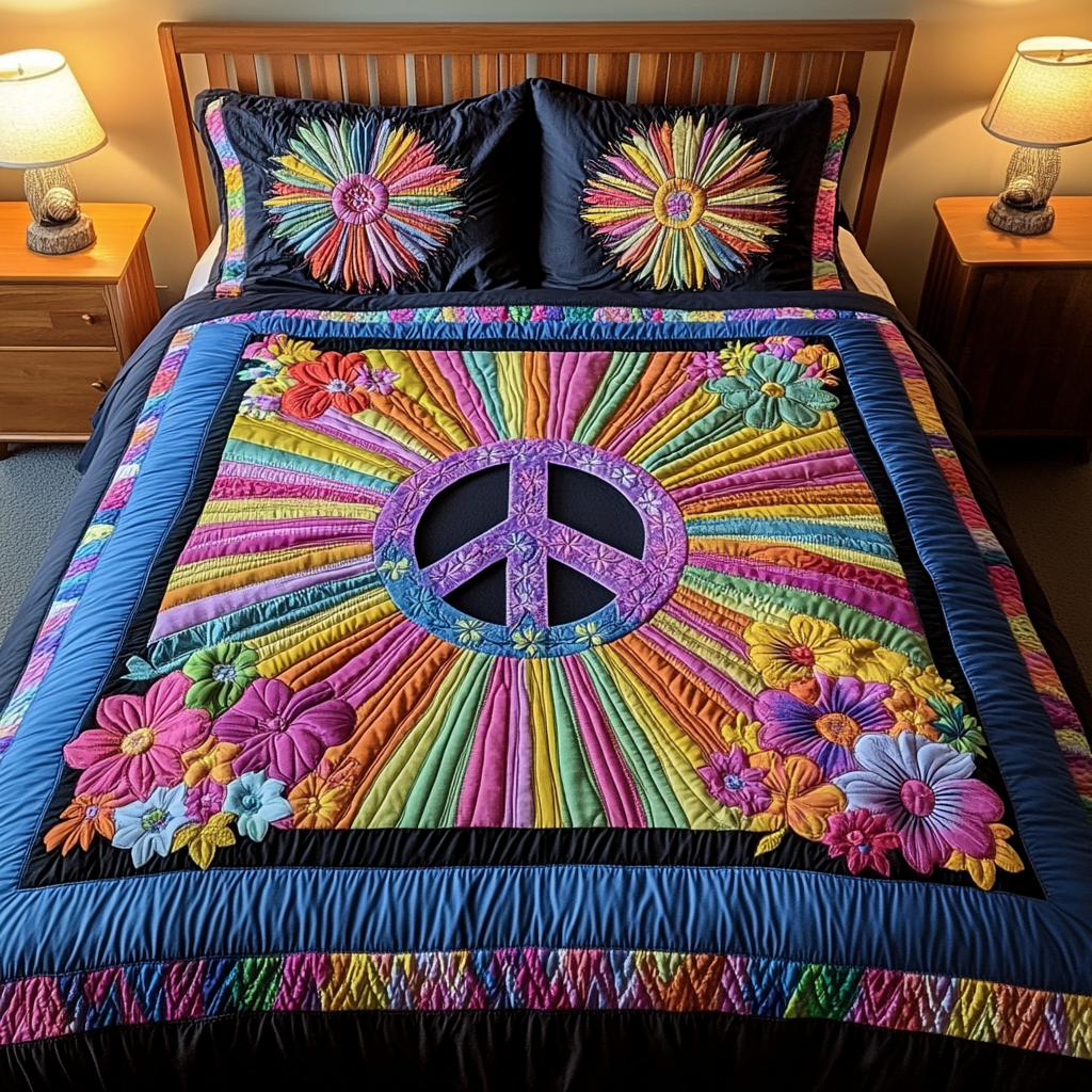 Groovy Vibes 3-Piece Quilted Bedding Set NCU0DK4218
