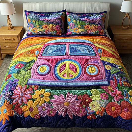 Groovy Vibes 3-Piece Quilted Bedding Set NCU0VL1383
