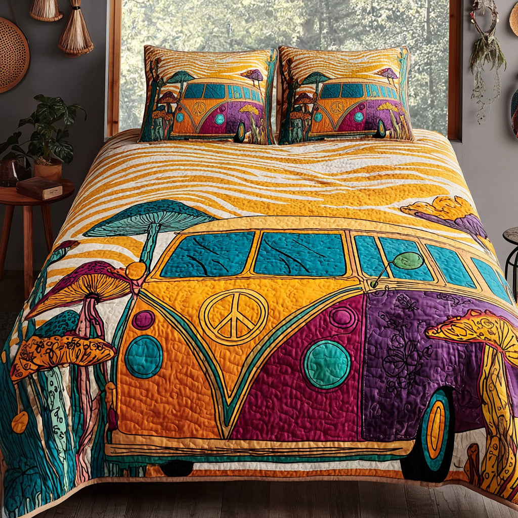 Groovy Wheels 3-Piece Quilted Bedding Set NCU0DV7364