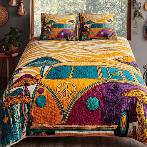 Groovy Wheels 3-Piece Quilted Bedding Set NCU0DV7364