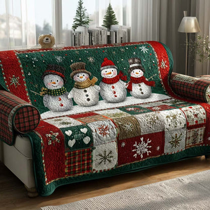 Group Snowmen Christmas Quilted Sofa Cover NCU0XD2071