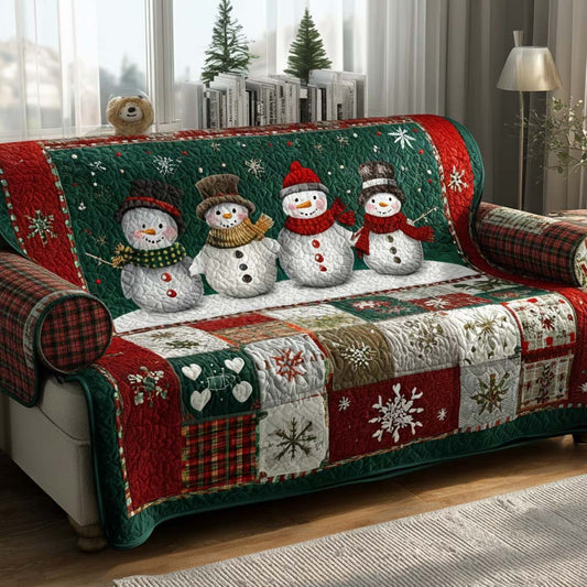 Group Snowmen Christmas Quilted Sofa Cover NCU0XD2071