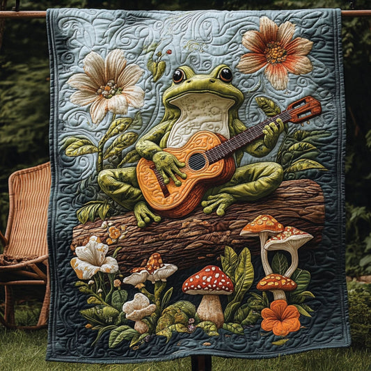Guitar Frog Groove Quilted Blanket NCU0PT7166