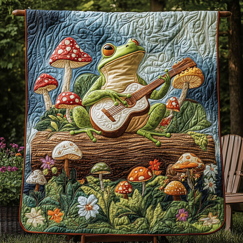 Guitar Frogs Unite Quilted Blanket NCU0PT7167