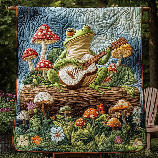 Guitar Frogs Unite Quilted Blanket NCU0PT7167