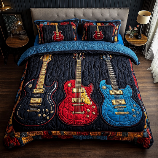 Guitar Grooves 3-Piece Quilted Bedding Set NCU0DK6088