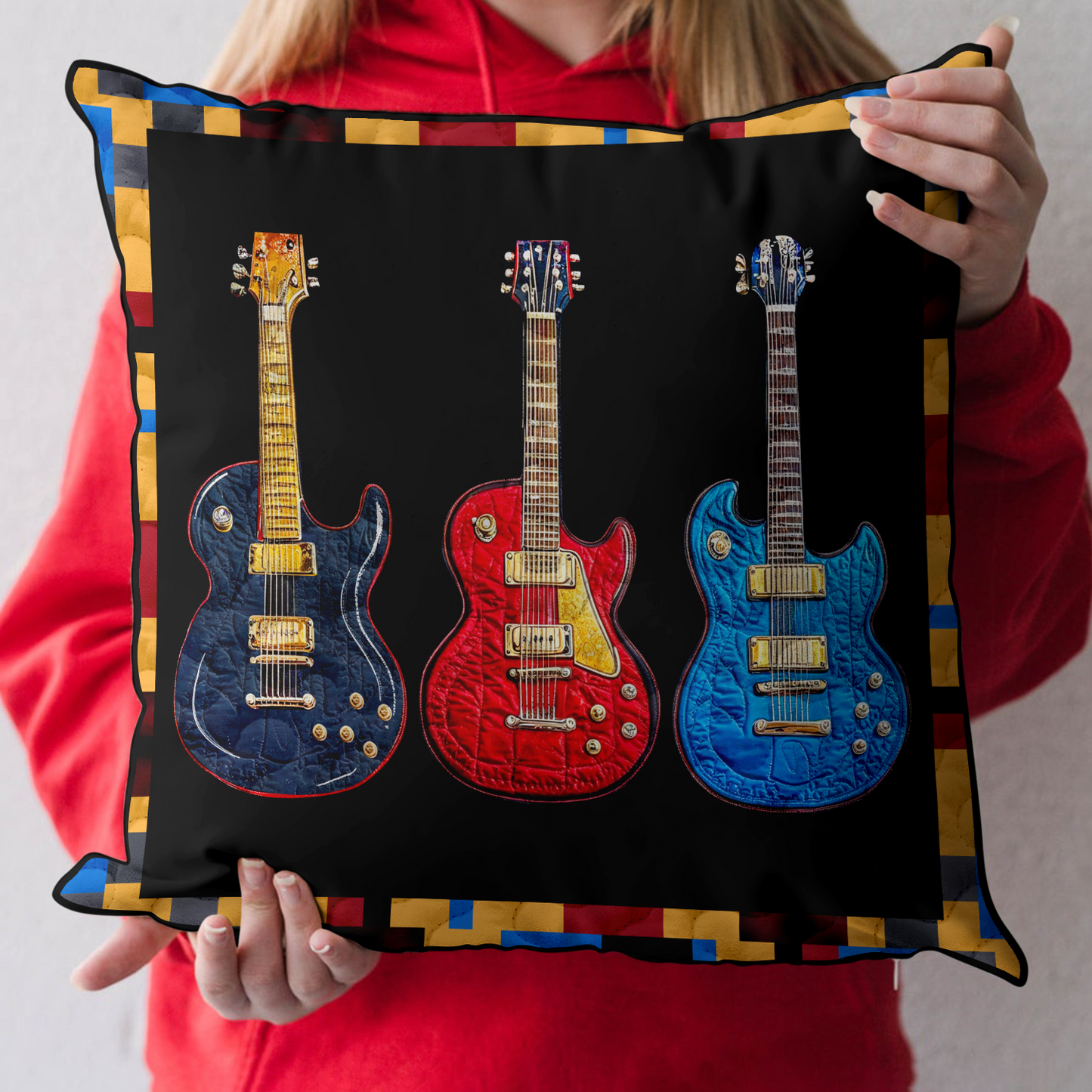 Guitar Grooves Quilted Pillow Case NCU0DK6351