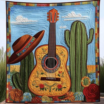 Guitar Rhythms Quilted Blanket NCU0TH2382