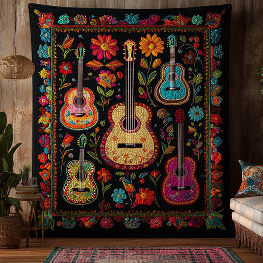 Guitarros y Flores Quilted Blanket NCU0PT4417