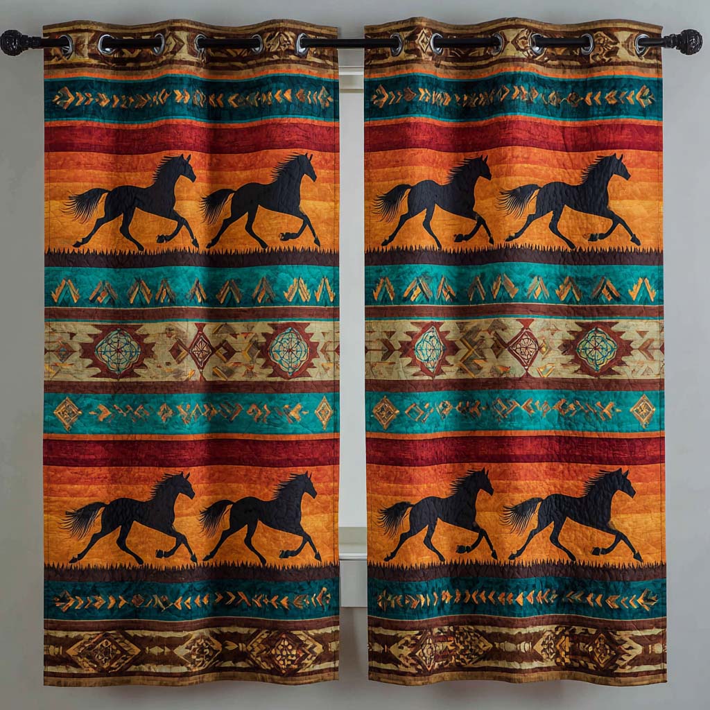 Gypsy Horse Totem Quilted Curtains NCU0XD1881