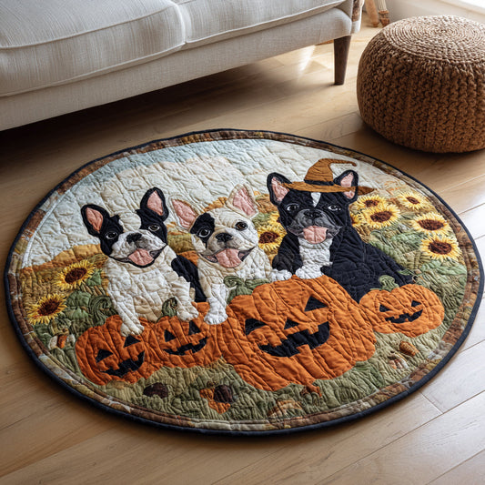 Halloween French Bulldog Quilted Round Mat NCU0HH558