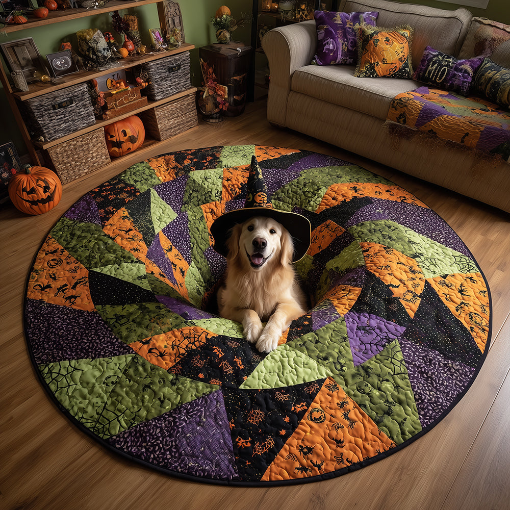 Halloween Golden Quilted Round Mat NCU0TH3251