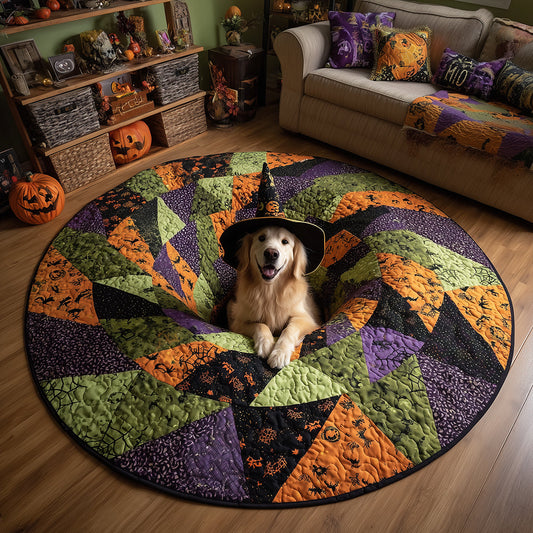 Halloween Golden Quilted Round Mat NCU0TH3251