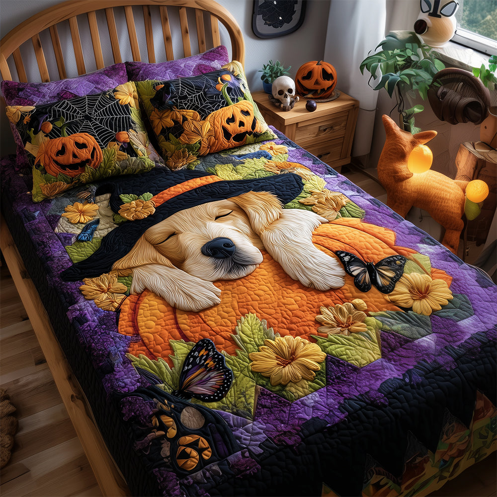 Halloween Golden Retriever Quilted Bedding Set NCU0TH3265