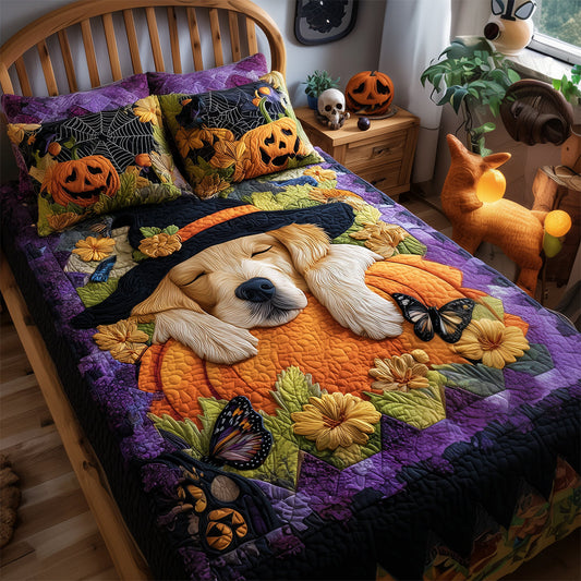 Halloween Golden Retriever Quilted Bedding Set NCU0TH3265