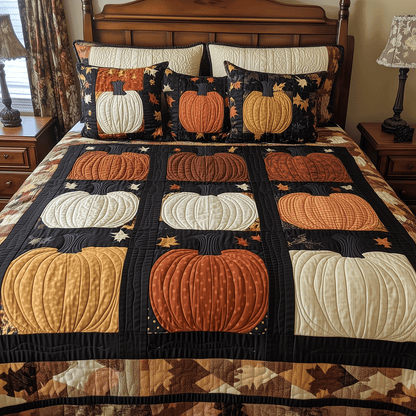 Halloween Harvest 3-Piece Quilted Bedding Set NCU0TH1964