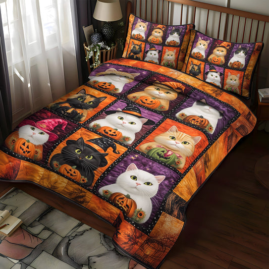 Halloween Kitty 3-Piece Quilted Bedding Set NCU0TL1172