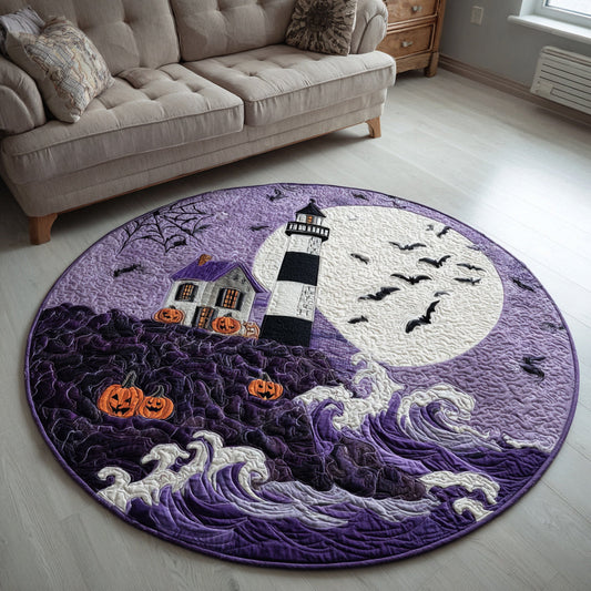 Halloween Lighthouse Quilted Round Mat NCU0HH570