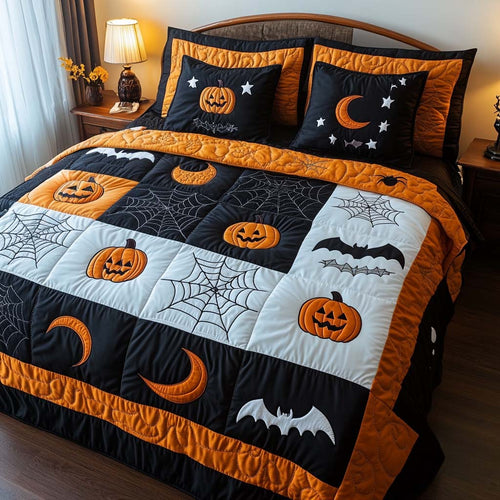 Halloween Night 3-Piece Quilted Bedding Set NCU0NT9592