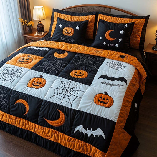 Halloween Night 3-Piece Quilted Bedding Set NCU0NT9592