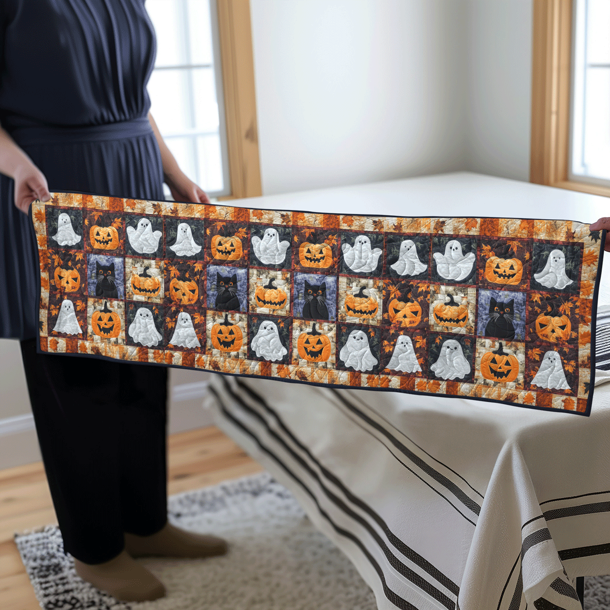 Halloween Night Quilted Table Runner NCU0TL1223