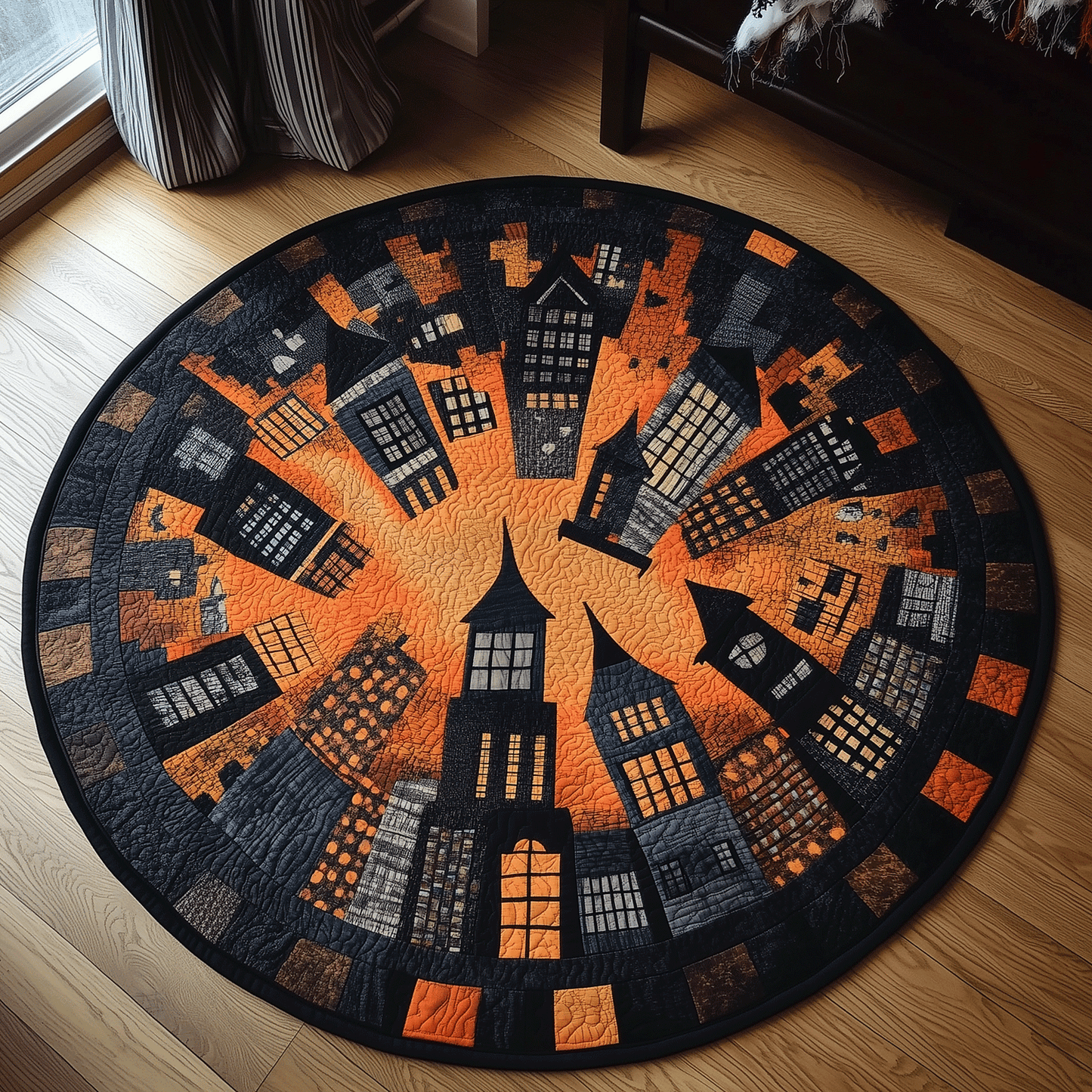 Halloween Nightscape Quilted Round Mat NCU0TH1901