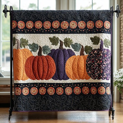 Halloween Pumpkin Lineup Quilted Blanket NCU0HH086
