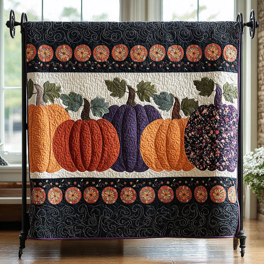 Halloween Pumpkin Lineup Quilted Blanket NCU0HH086