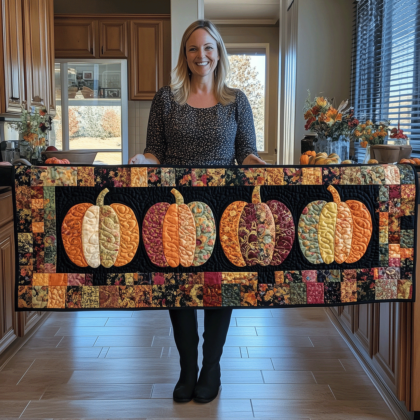 Pumpkin Quilted Table Runner NCU0VT37