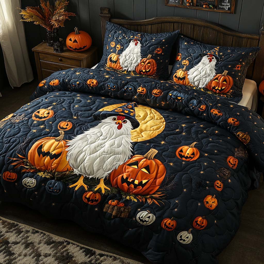 Halloween Roost Tales 3-Piece Quilted Bedding Set NCU0XD233