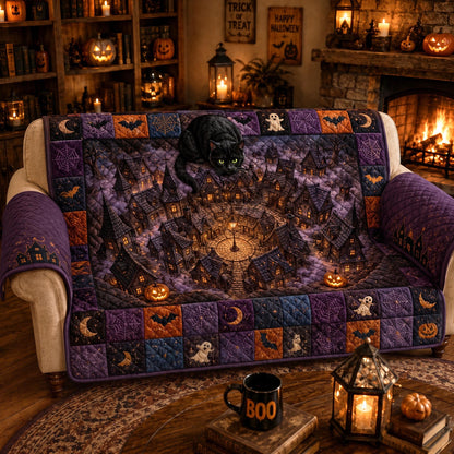 Halloween Village Quilted Sofa Cover NCU0TD2916