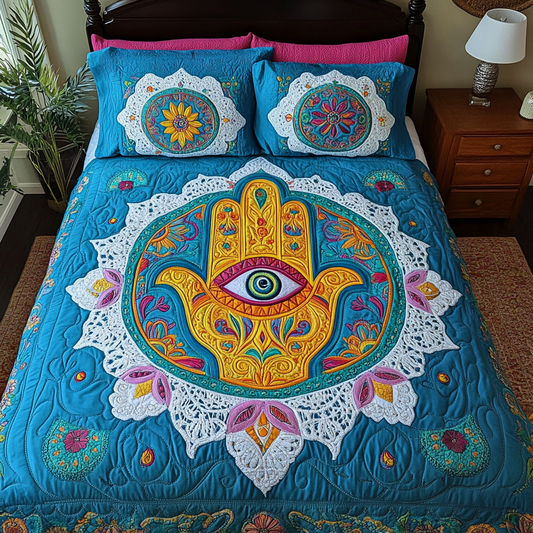Hamsa Harmony 3-Piece Quilted Bedding Set NCU0DK8220