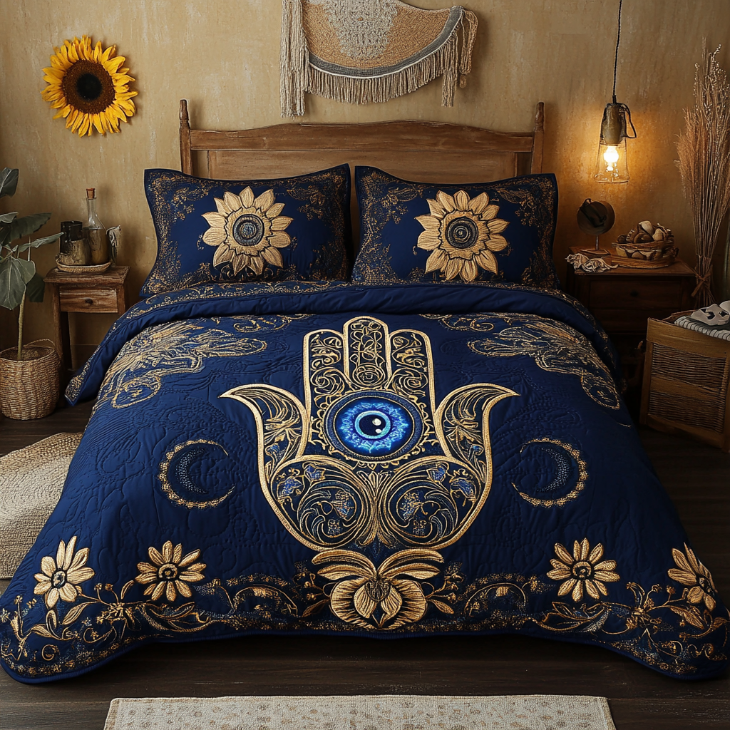 Hand Power 3-Piece Quilted Bedding Set NCU0VL1715