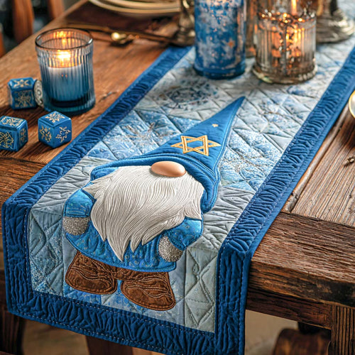 Hanukkah Gnome Blessings Quilted Table Runner NCU0XD969