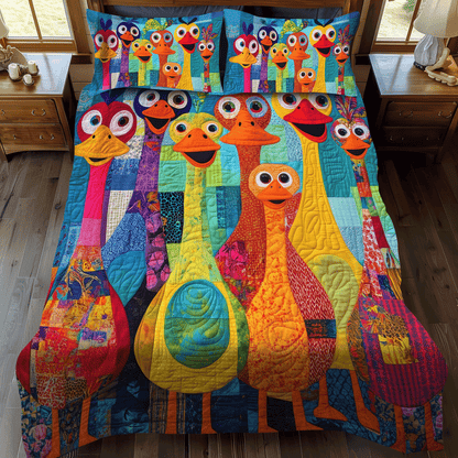 Happy Duck Village 3-Piece Quilted Bedding Set NCU0DV404