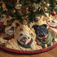 Happy Bulldog Christmas Quilted Tree Skirt NCU0DK10770