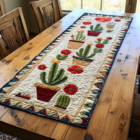 Happy Cactus Quilted Table Runner NCU0DK9639