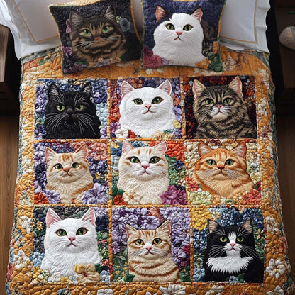 Happy Cat Parade 3-Piece Quilted Bedding Set NCU0NT8274